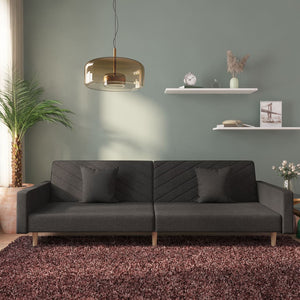 Schlafsofa 2-Sitzer Schwarz mit Kissen
