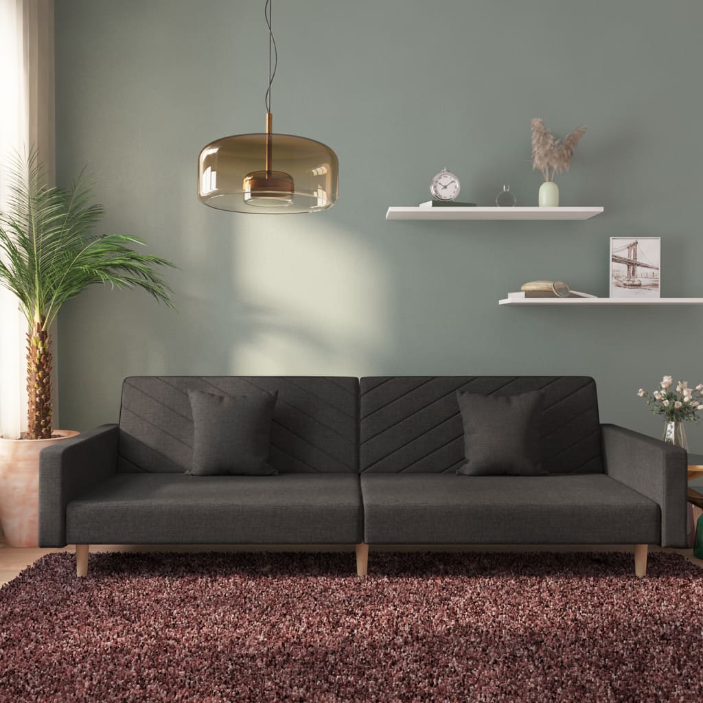 Schlafsofa 2-Sitzer Schwarz mit Kissen