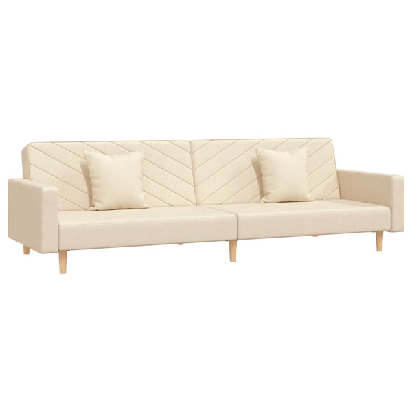 Schlafsofa 2-Sitzer Creme mit Kissen