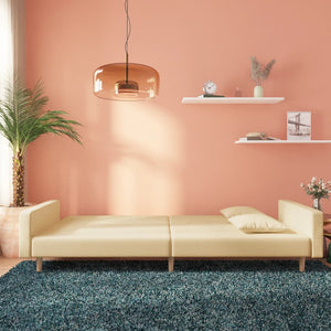 Schlafsofa 2-Sitzer Creme mit Kissen