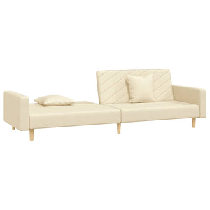 Schlafsofa 2-Sitzer Creme mit Kissen