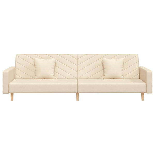Schlafsofa 2-Sitzer Creme mit Kissen