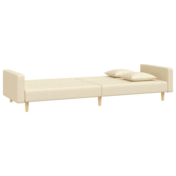 Schlafsofa 2-Sitzer Creme mit Kissen