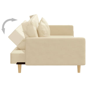 Schlafsofa 2-Sitzer Creme mit Kissen