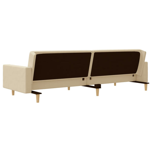 Schlafsofa 2-Sitzer Creme mit Kissen