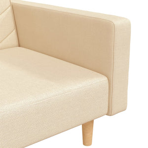 Schlafsofa 2-Sitzer Creme mit Kissen