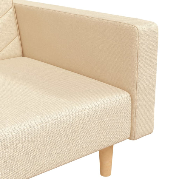 Schlafsofa 2-Sitzer Creme mit Kissen
