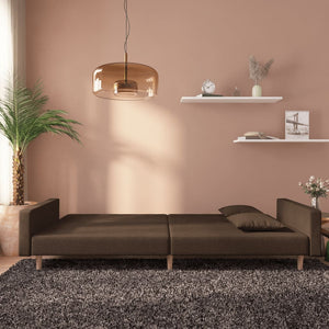 Schlafsofa 2-Sitzer Braun mit Kissen
