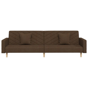 Schlafsofa 2-Sitzer Braun mit Kissen