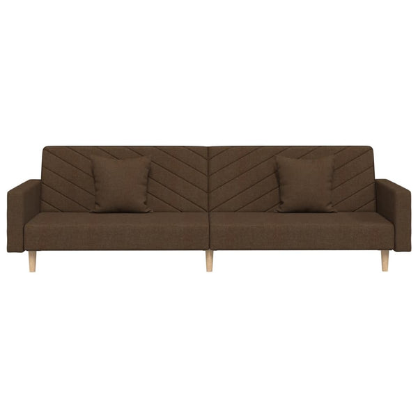Schlafsofa 2-Sitzer Braun mit Kissen