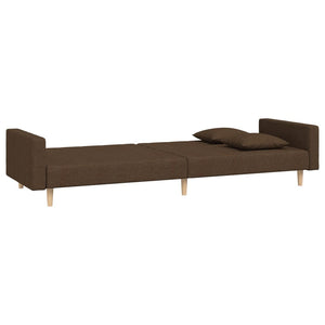 Schlafsofa 2-Sitzer Braun mit Kissen