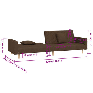 Schlafsofa 2-Sitzer Braun mit Kissen