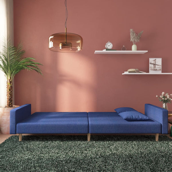 Blaues Schlafsofa 2-Sitzer mit Kissen