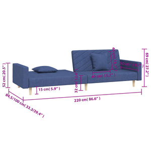Blaues Schlafsofa 2-Sitzer mit Kissen