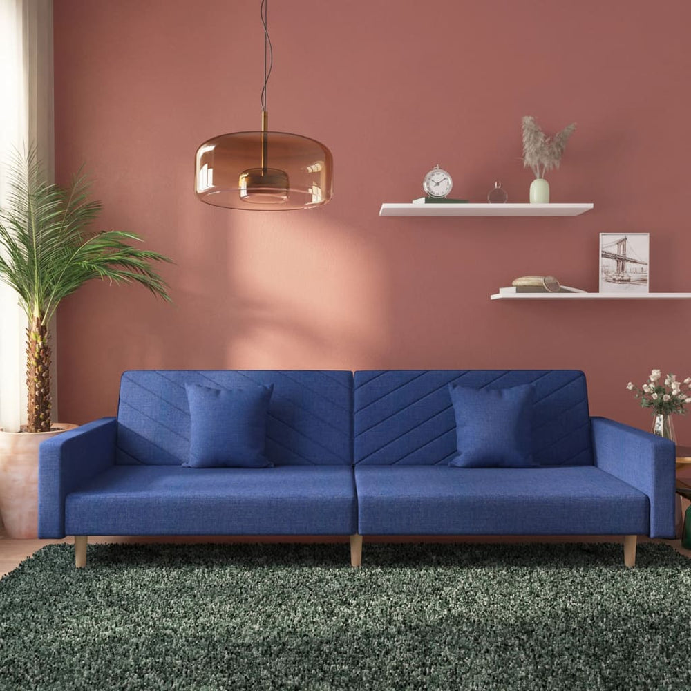Blaues Schlafsofa 2-Sitzer mit Kissen