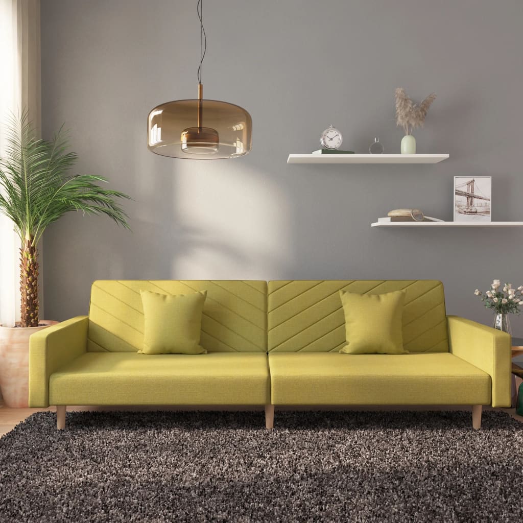 Grünes Schlafsofa 2-Sitzer mit Kissen