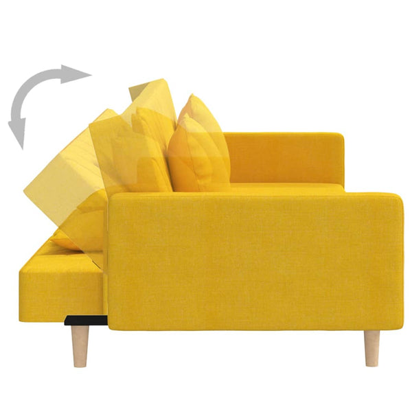 Gelbes Schlafsofa 2-Sitzer mit Kissen