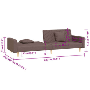 Schlafsofa 2-Sitzer Taupe mit Kissen