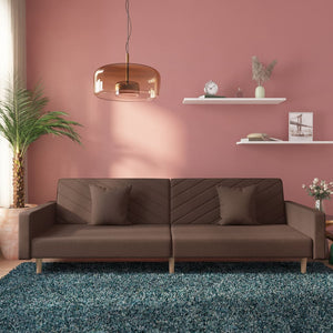 Schlafsofa 2-Sitzer Taupe mit Kissen