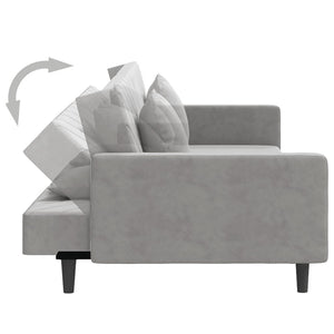 Schlafsofa 2-Sitzer Hellgrau Samt