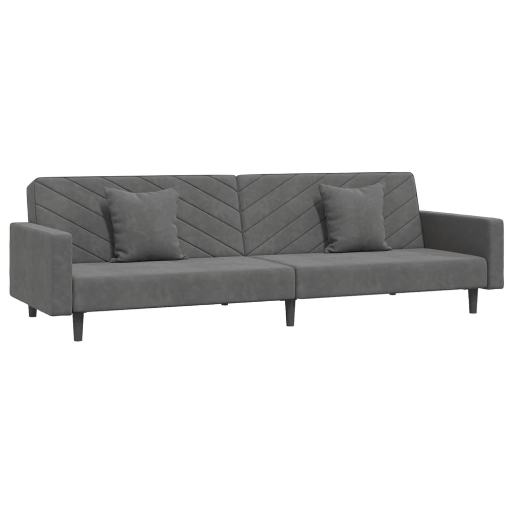 Schlafsofa 2-Sitzer Dunkelgrau Samt mit Kissen