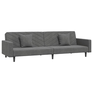 Schlafsofa 2-Sitzer Dunkelgrau Samt mit Kissen