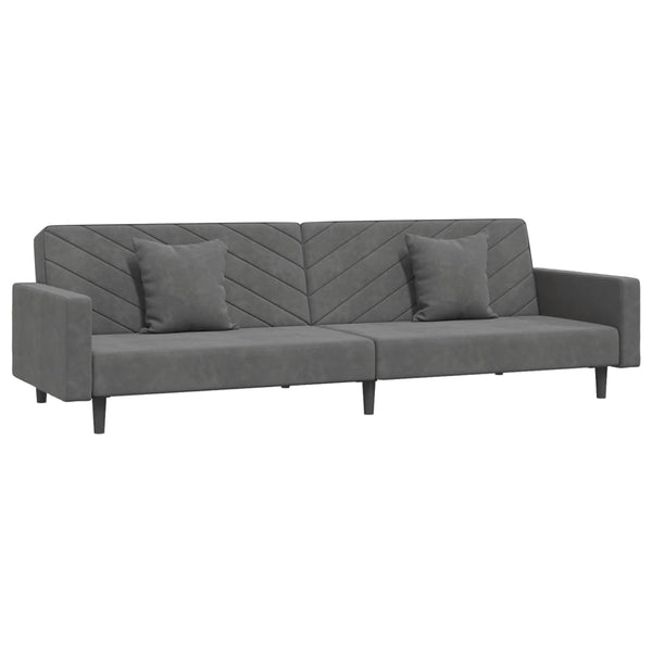 Schlafsofa 2-Sitzer Dunkelgrau Samt mit Kissen