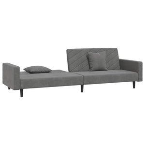Schlafsofa 2-Sitzer Dunkelgrau Samt mit Kissen