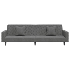 Schlafsofa 2-Sitzer Dunkelgrau Samt mit Kissen