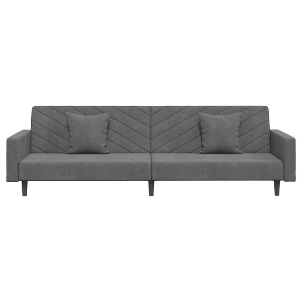Schlafsofa 2-Sitzer Dunkelgrau Samt mit Kissen