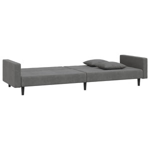 Schlafsofa 2-Sitzer Dunkelgrau Samt mit Kissen