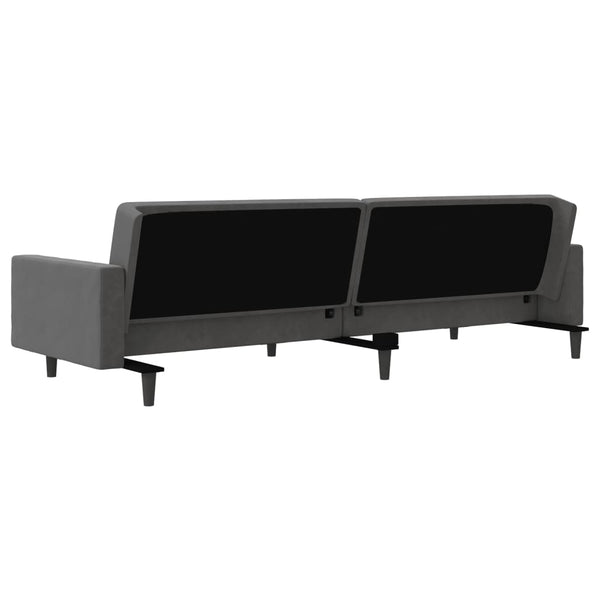 Schlafsofa 2-Sitzer Dunkelgrau Samt mit Kissen