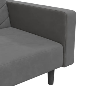 Schlafsofa 2-Sitzer Dunkelgrau Samt mit Kissen