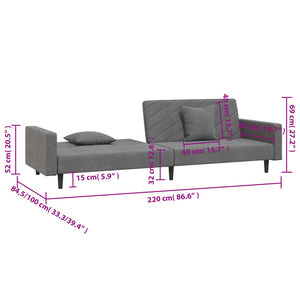 Schlafsofa 2-Sitzer Dunkelgrau Samt mit Kissen
