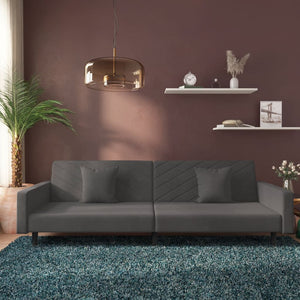 Schlafsofa 2-Sitzer Dunkelgrau Samt mit Kissen