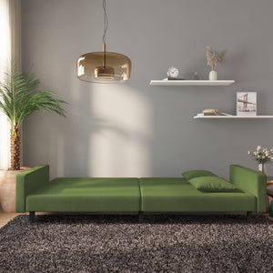 Schlafsofa 2-Sitzer Dunkelgrün Samt