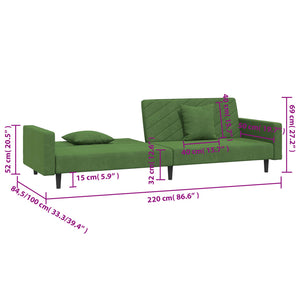 Schlafsofa 2-Sitzer Dunkelgrün Samt