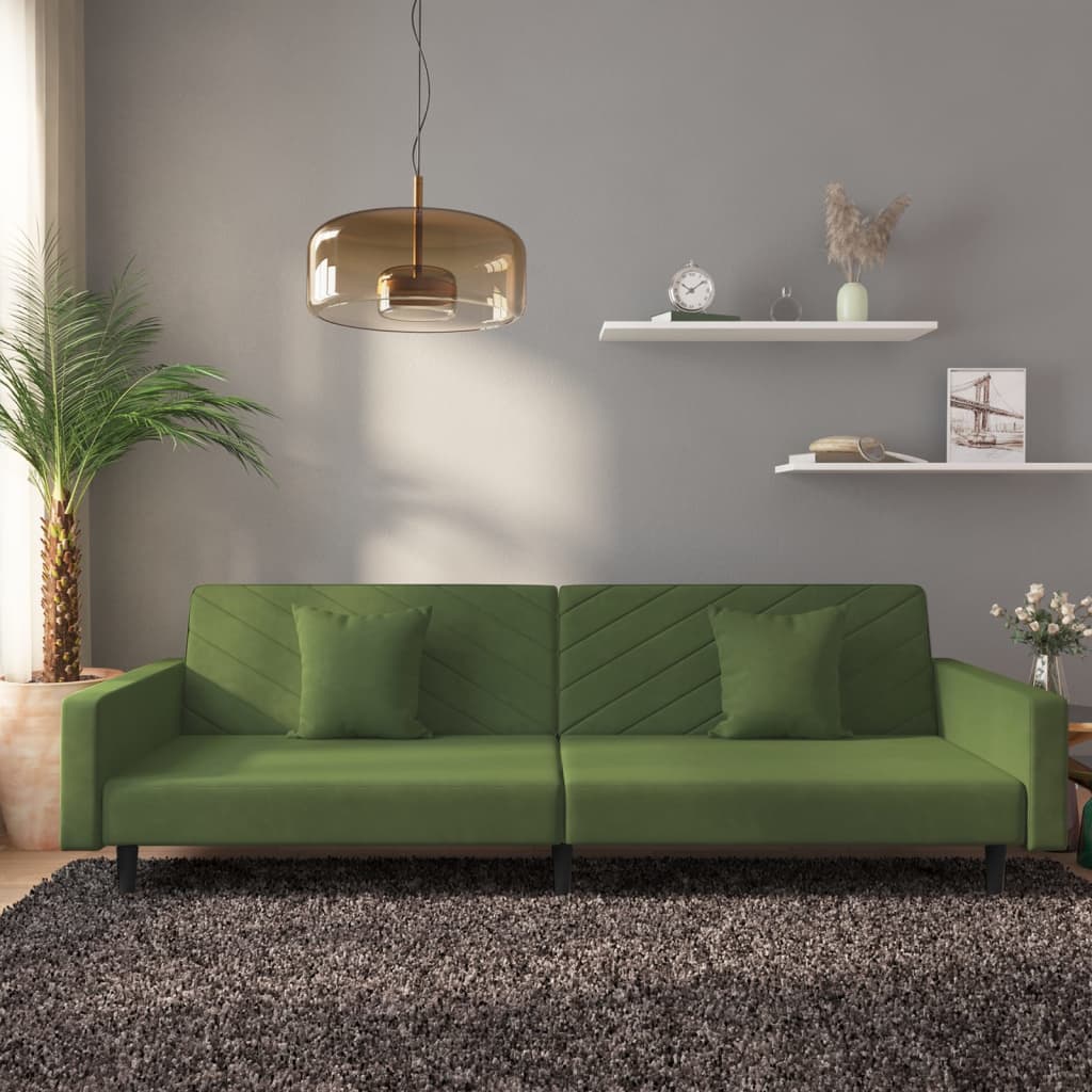 Schlafsofa 2-Sitzer Dunkelgrün Samt