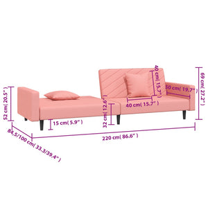 Schlafsofa 2-Sitzer Rosa Samt