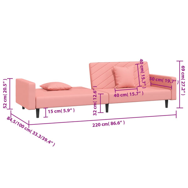 Schlafsofa 2-Sitzer Rosa Samt