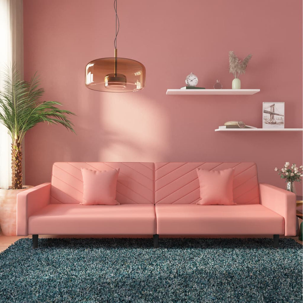 Schlafsofa 2-Sitzer Rosa Samt