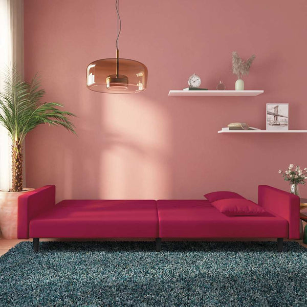 Schlafsofa 2-Sitzer Weinrot Samt