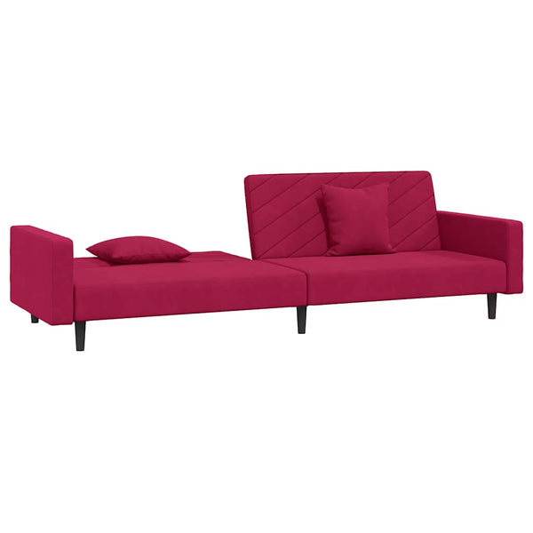 Schlafsofa 2-Sitzer Weinrot Samt
