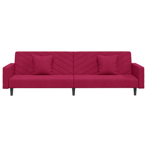 Schlafsofa 2-Sitzer Weinrot Samt