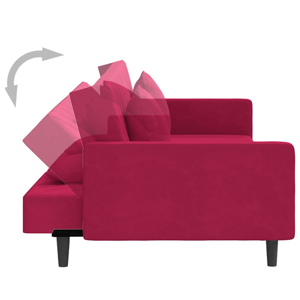 Schlafsofa 2-Sitzer Weinrot Samt