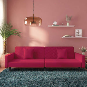 Schlafsofa 2-Sitzer Weinrot Samt