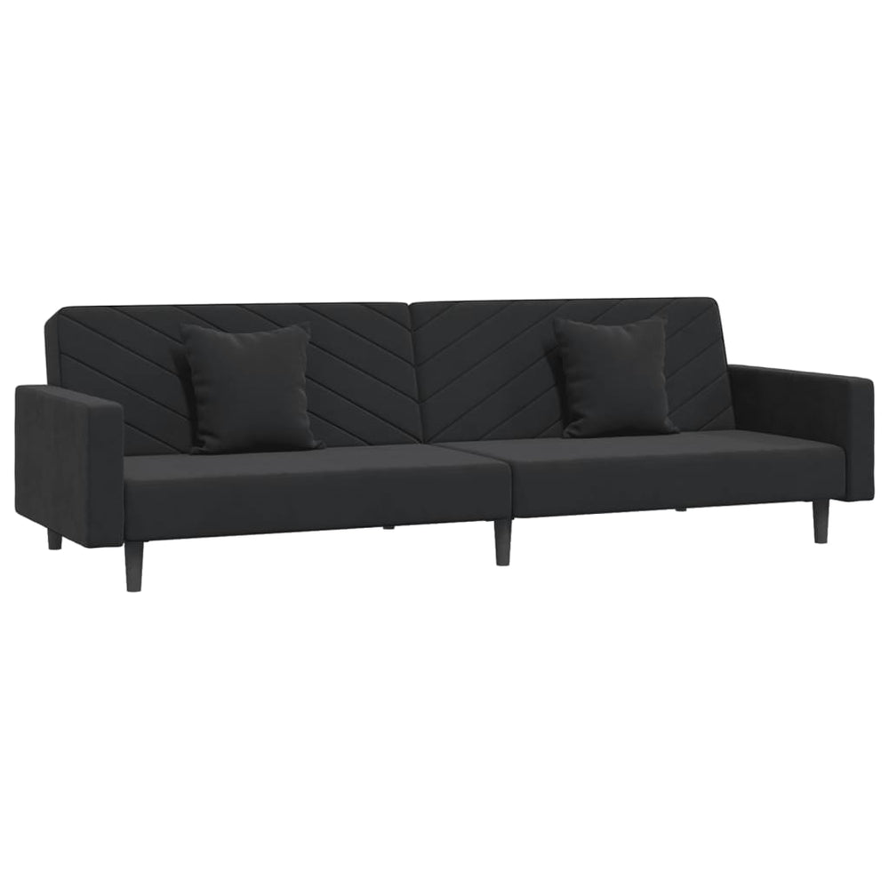 vidaXL Canapé-lit 2 places avec 2 oreillers Velours noir