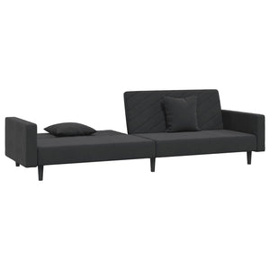 Schlafsofa 2-Sitzer Schwarz Samt mit Kissen