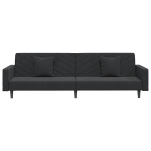 Schlafsofa 2-Sitzer Schwarz Samt mit Kissen