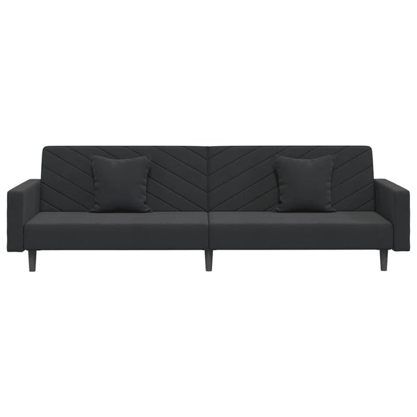 Schlafsofa 2-Sitzer Schwarz Samt mit Kissen